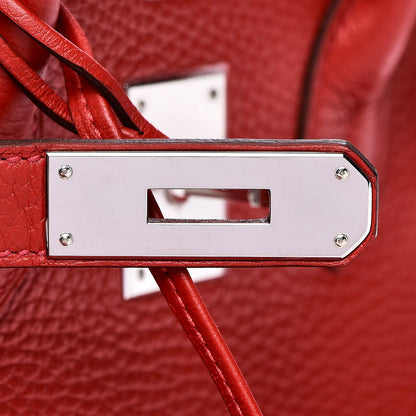 Hermes Taurillon Clemence Birkin 30 Rouge Casaque 9 of 33