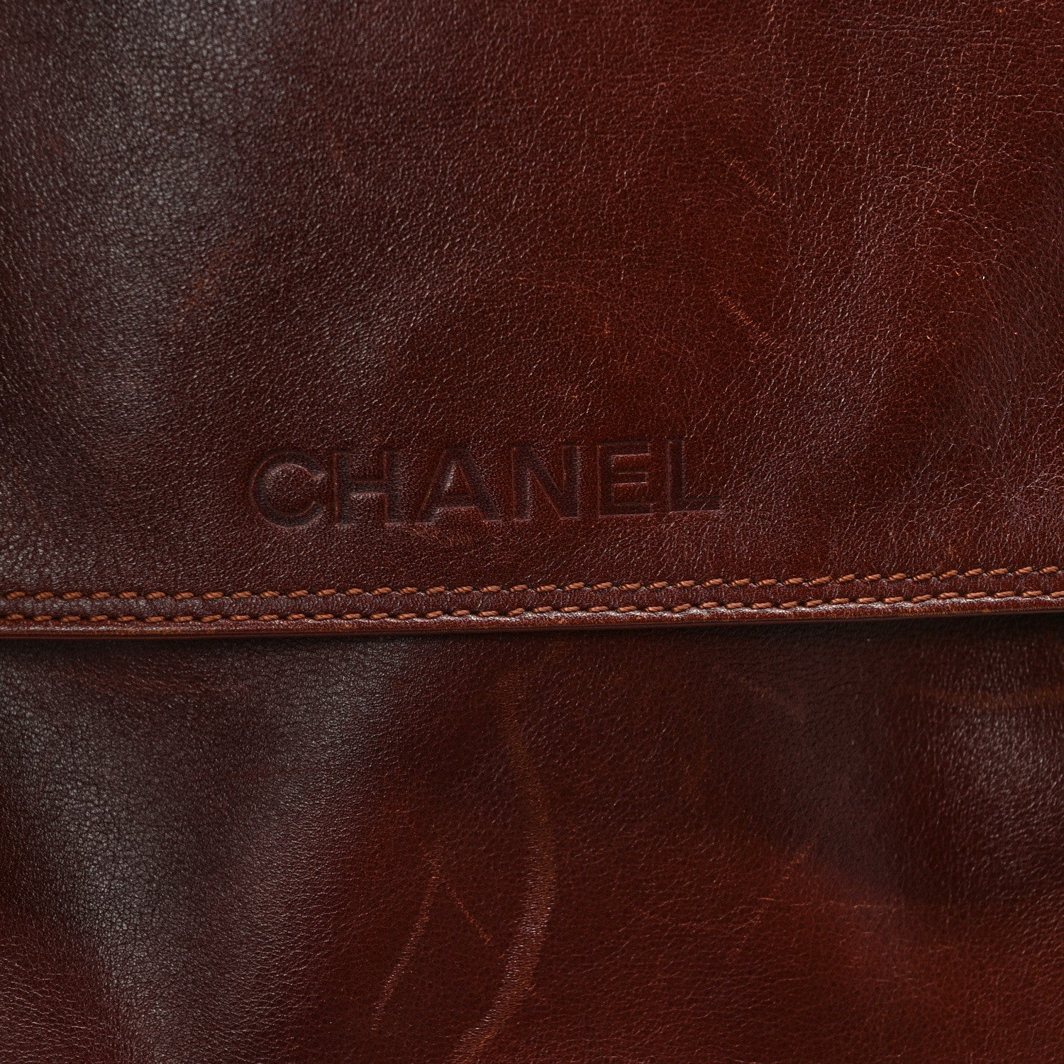 Chanel Lambskin Logo Messenger Brown 10 of 10