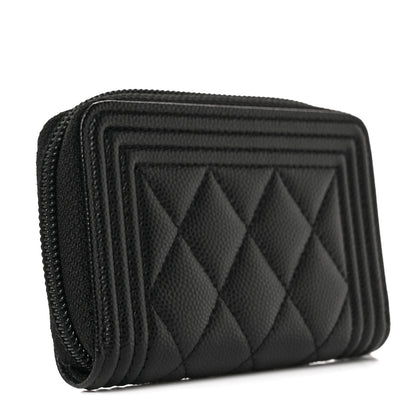Chanel Caviar Quilted Boy Zip Around Coin Purse Wallet Black 5 of 20