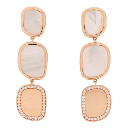 Roberto Coin 18K Rose Gold Diamond Mother of Pearl Disc Drop Earrings 1 of 4