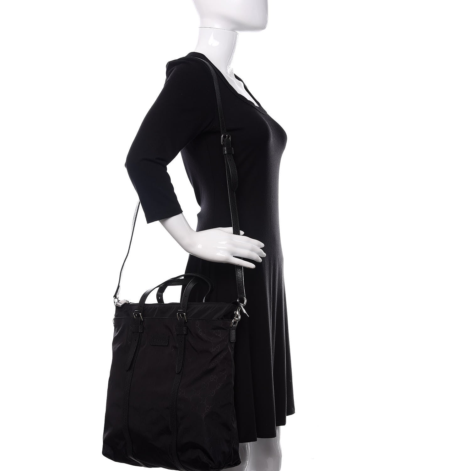 Gucci Nylon Monogram Medium Vertical Tote Black 2 of 9