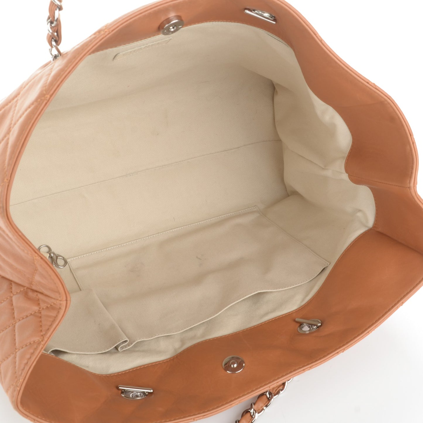Calfskin Quilted Large In the Business Tote Dark Beige