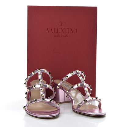 Valentino Garavani Metallic Nappa Rockstud 60mm Caged Slide Sandals 38 Giacinto 10 of 10