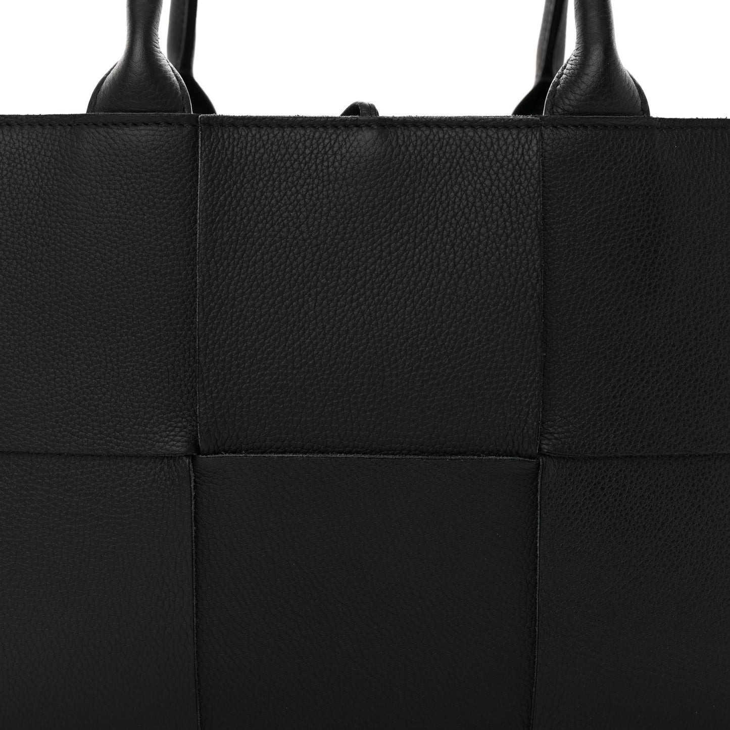 Grained Calfskin Intrecciato Small Arco Tote Black