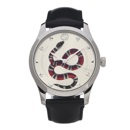 Gucci Stainless Steel Calfskin 38mm G-Timeless Snake Quartz Watch 1 of 7