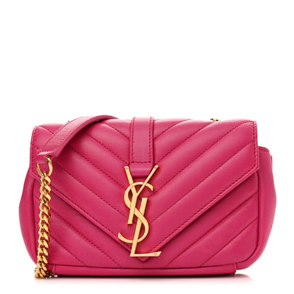 Saint Laurent Calfskin Matelasse Chevron Classic Monogram Baby Chain Bag Fuchsia 1 of 12