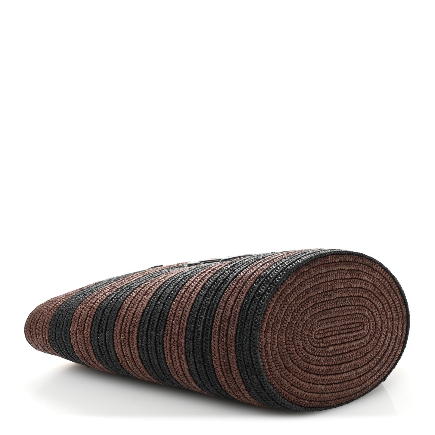 Raffia Striped Calfskin Triomphe Couffin Panier Black Brown