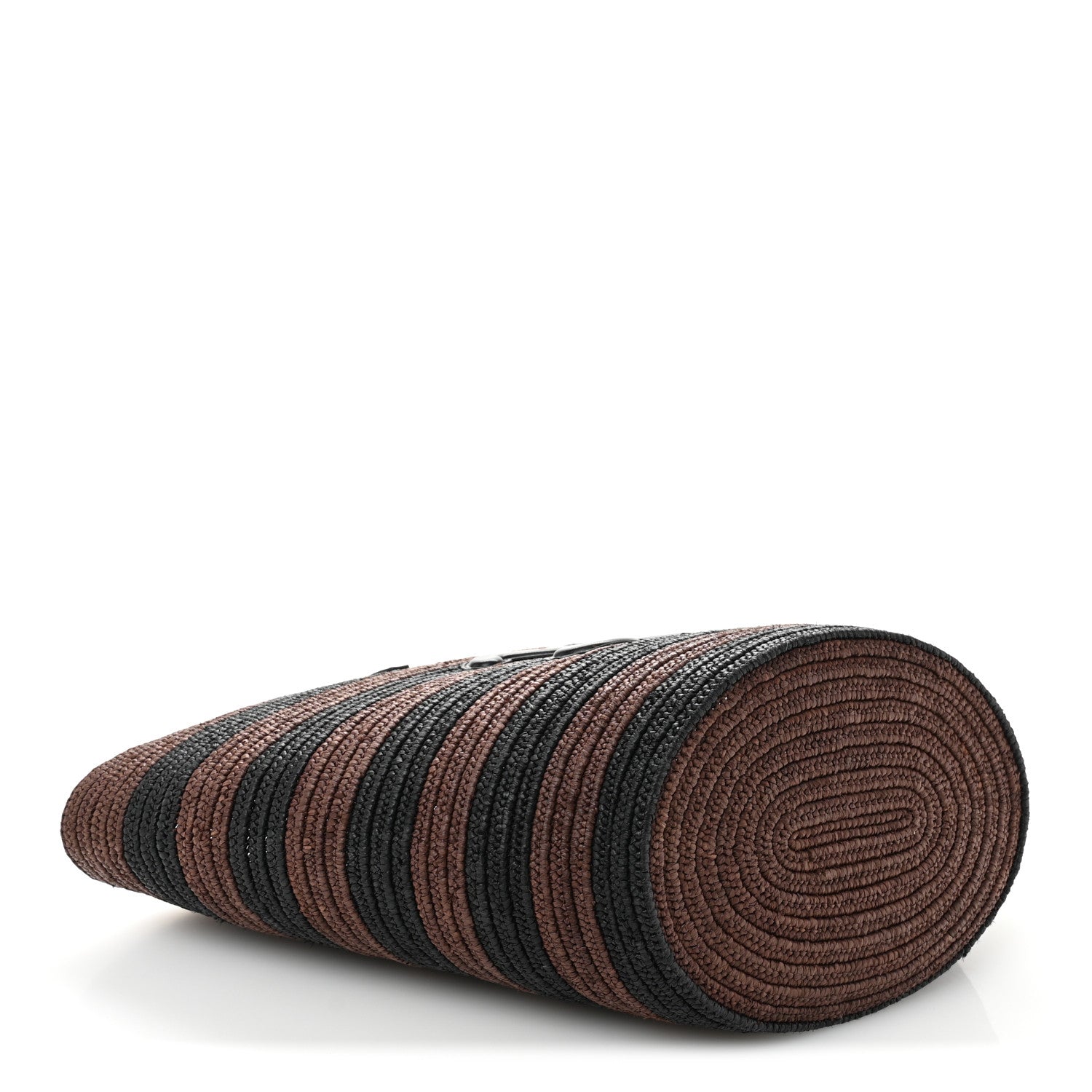 Celine Raffia Striped Calfskin Triomphe Couffin Panier Black Brown 5 of 12