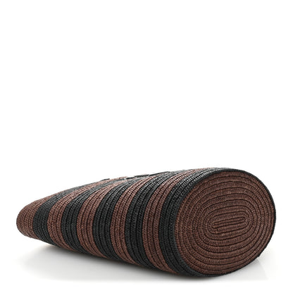 Celine Raffia Striped Calfskin Triomphe Couffin Panier Black Brown 5 of 12