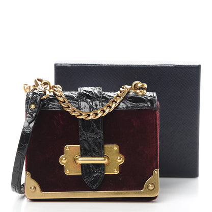 Prada Velvet Crocodile Micro Cahier Bag Ribes Black 11 of 11