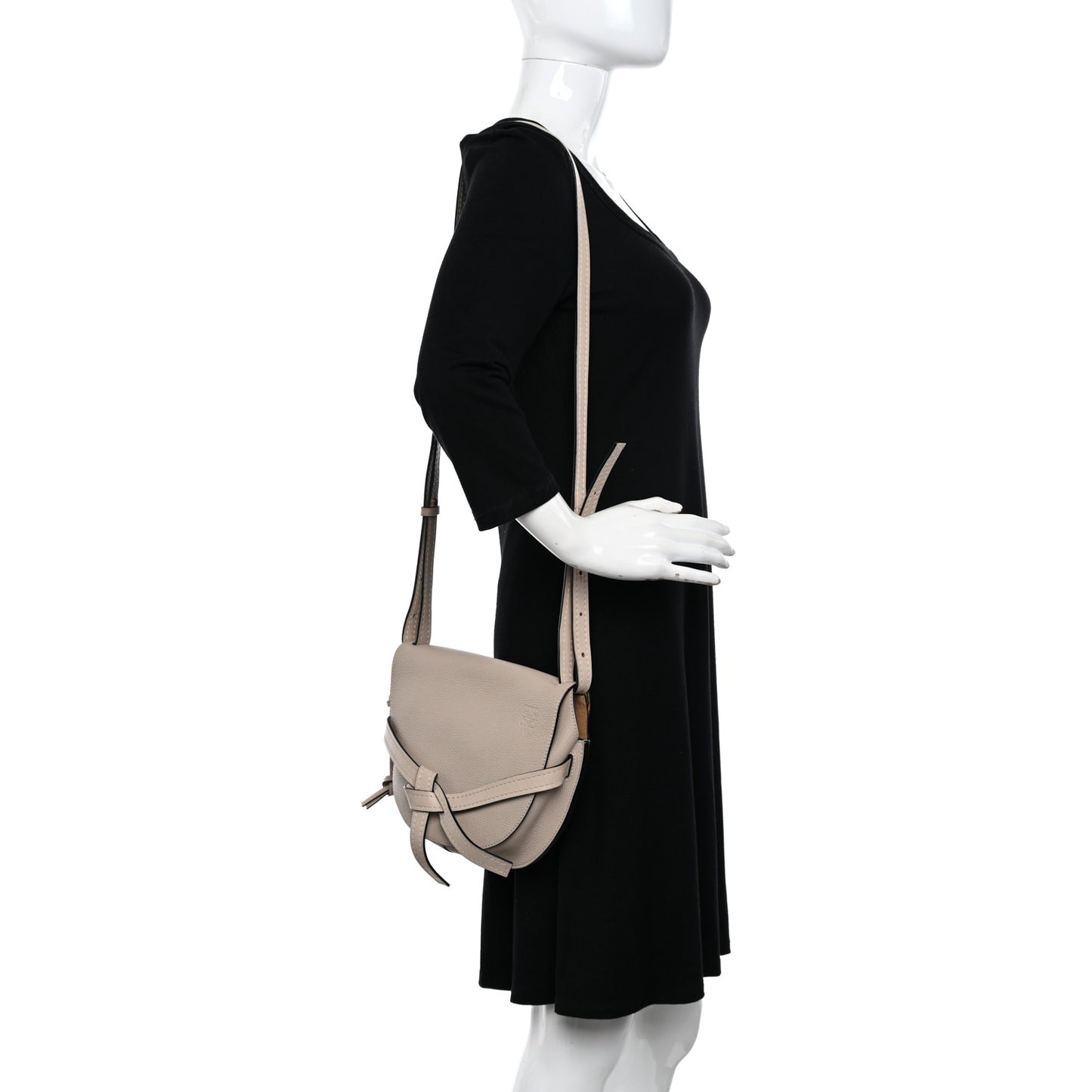 Grained Calfskin Gate Crossbody Bag Light Oat