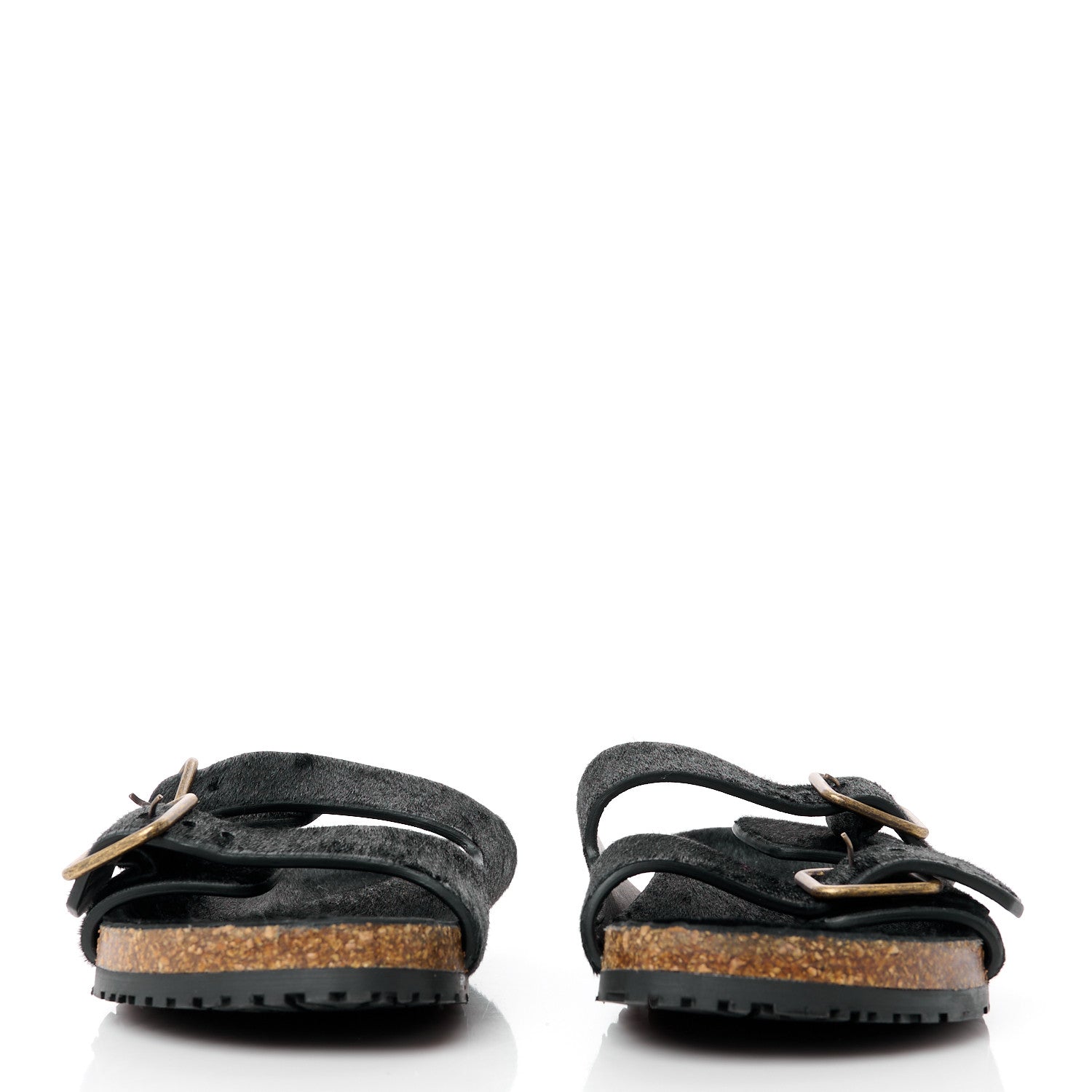 Saint Laurent Calf Hair Jimmy Cross Slides 37 Black 2 of 8