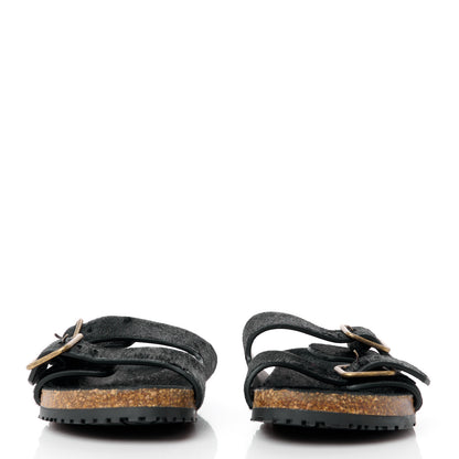 Saint Laurent Calf Hair Jimmy Cross Slides 37 Black 2 of 8