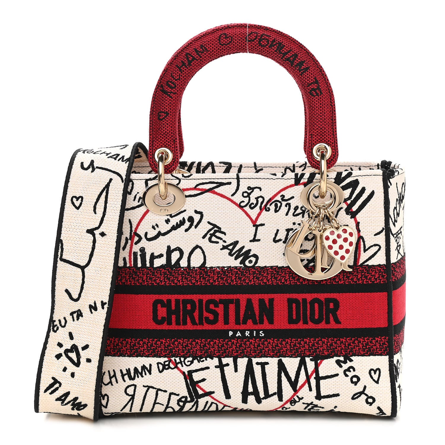 Christian Dior Canvas Medium DiorAmour Graffiti Lady D-Lite Latte 1 of 12