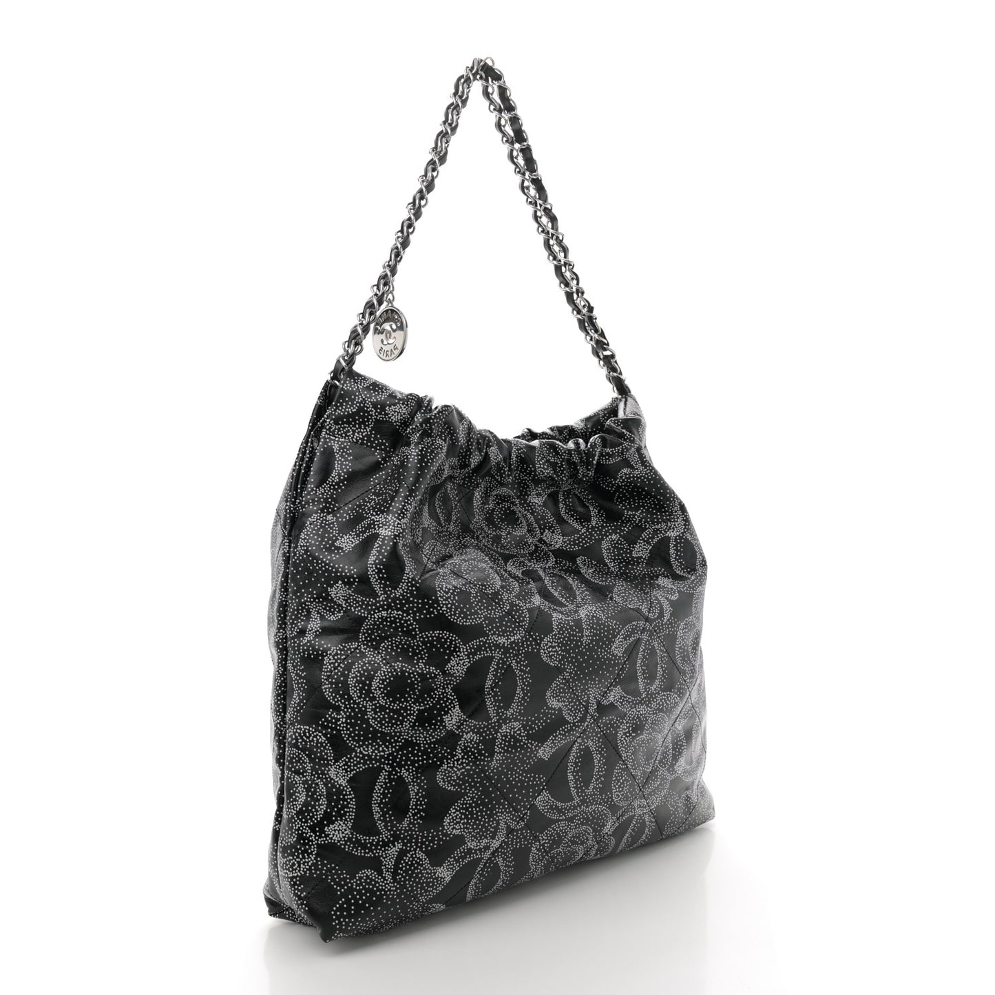 Printed Calfskin Quilted Chanel 22 Black