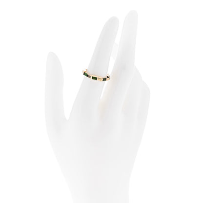 Gucci 18K Yellow Gold Green Tourmaline Narrow Link to Love Ring 53 6.25 2 of 7