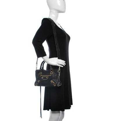 Balenciaga Chevre Gold Metallic Edge Hardware Mini City Black 2 of 7