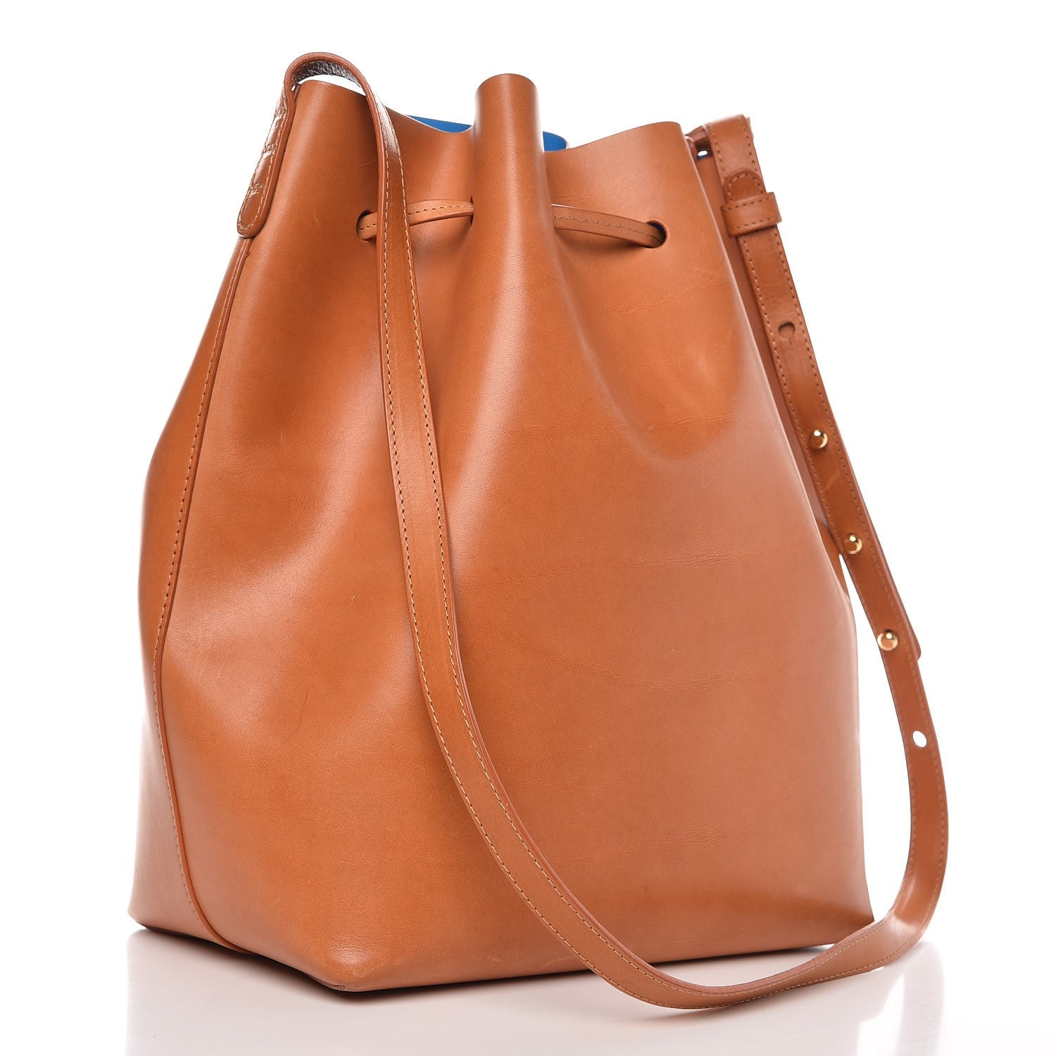 Mansur Gavriel Vegetable Tanned Calfskin Bucket Bag Cammello Azzurro 4 of 15