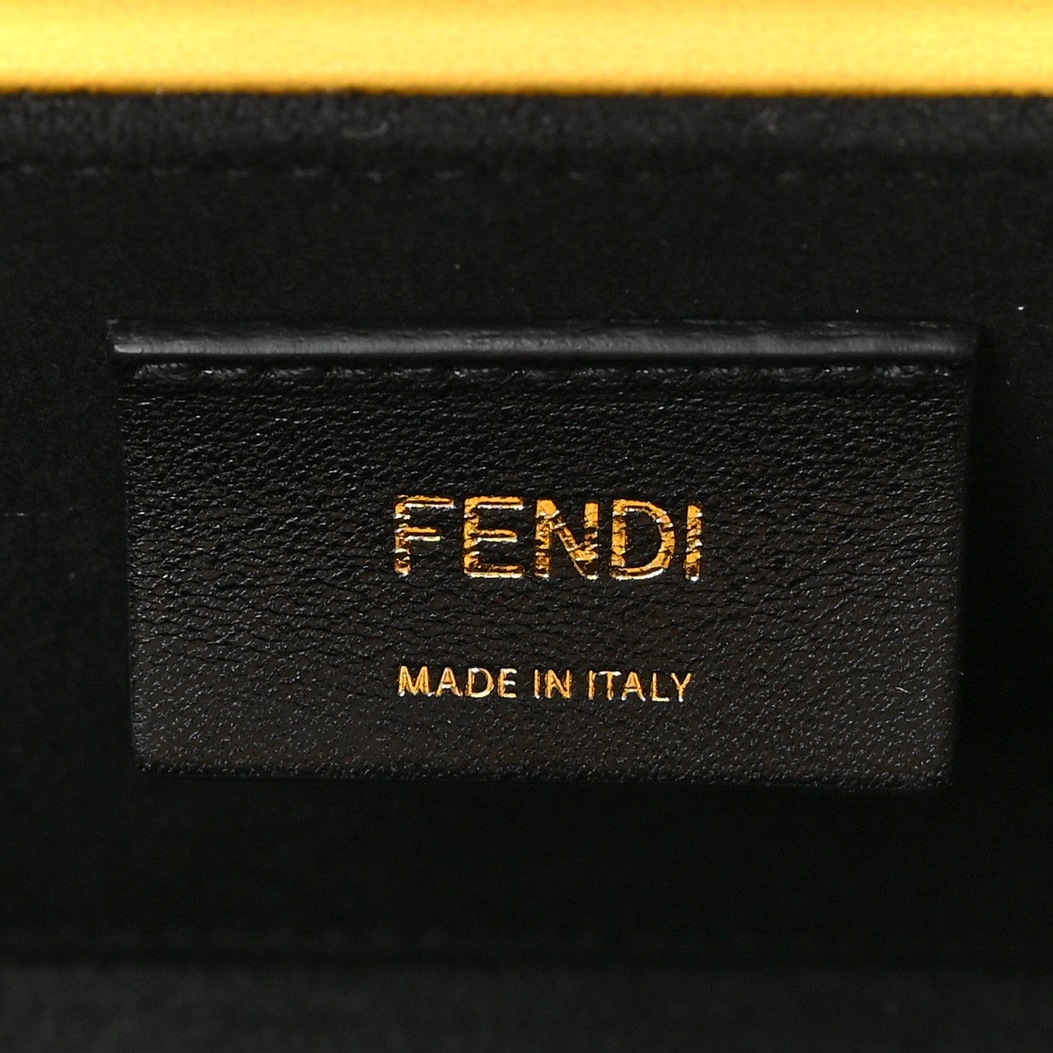 FENDI ケース　ブラック/イエロー Fendi Vitello Fluffy Logo Horizontal Box Crossbody Bag Yellow Box