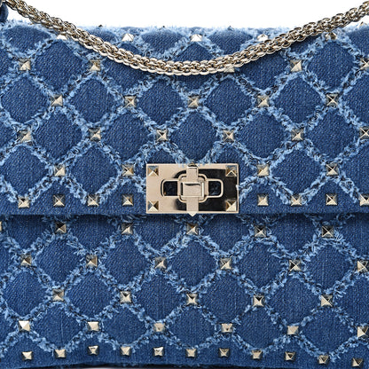 Valentino Garavani Denim Medium Rockstud Spike Shoulder Bag Denim 7 of 9