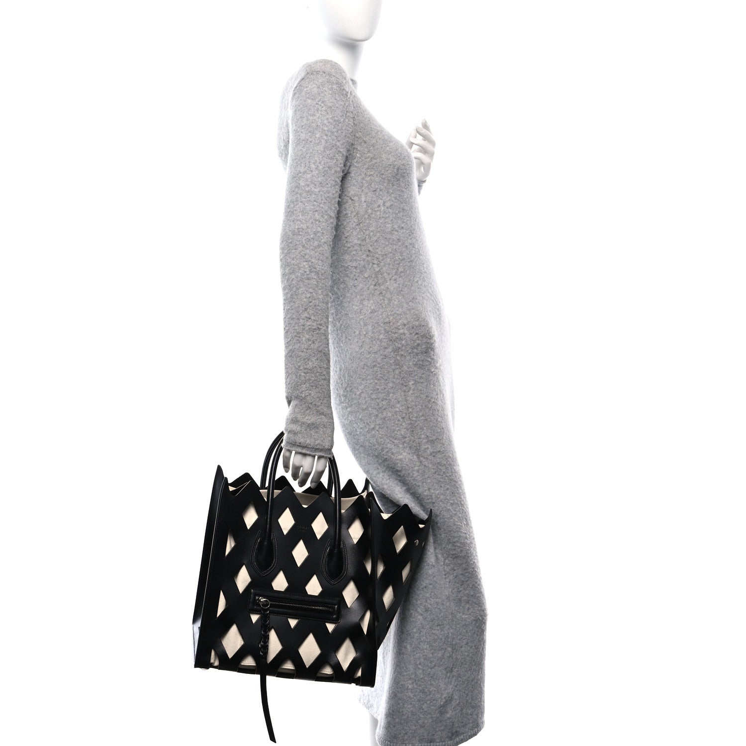 Celine Calfskin Medium Cutout Phantom Luggage Black 2 of 11
