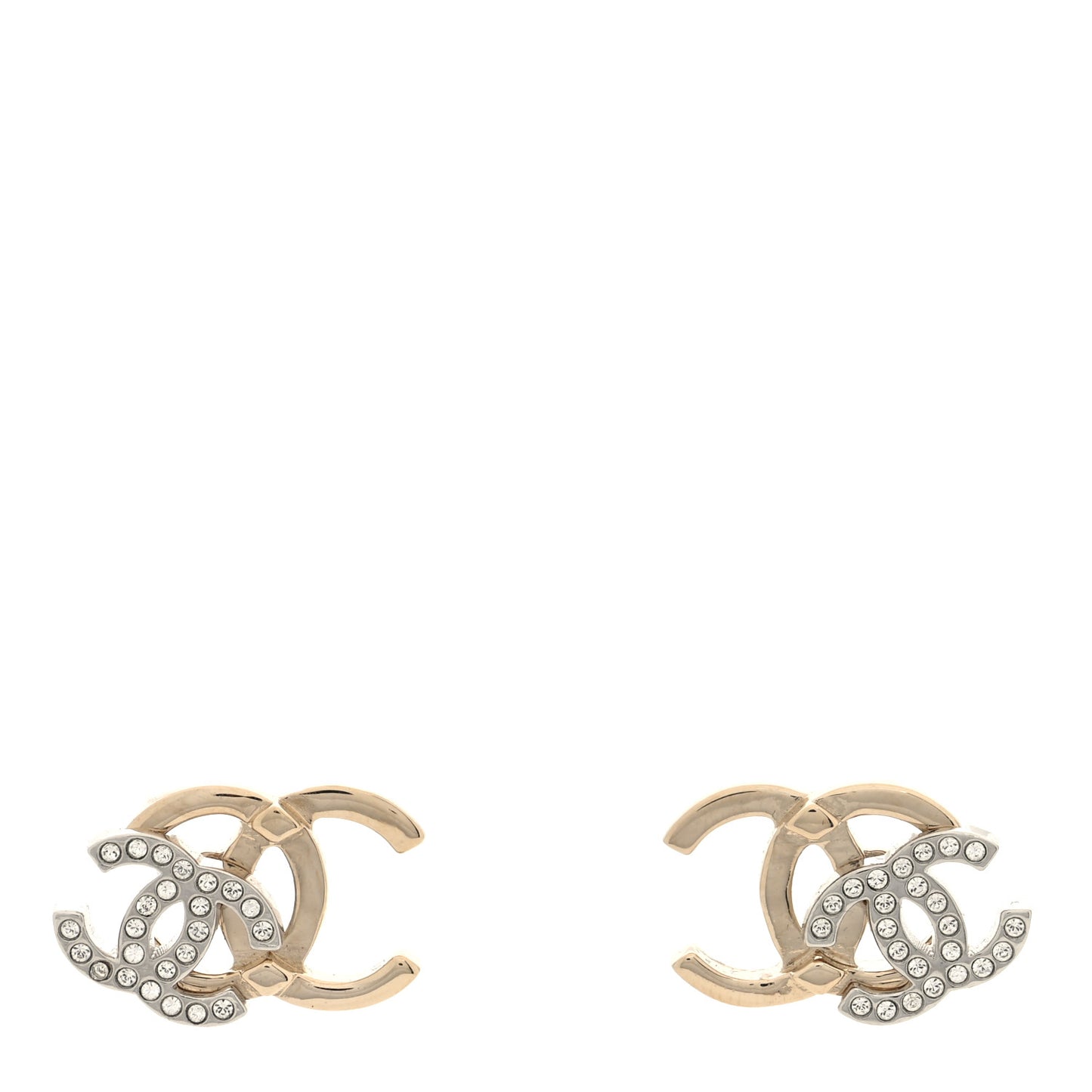 Crystal Double CC Earrings Gold Silver