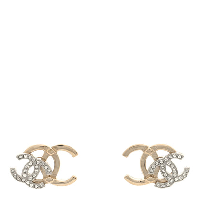 Chanel Crystal Double CC Earrings Gold Silver 1 of 5