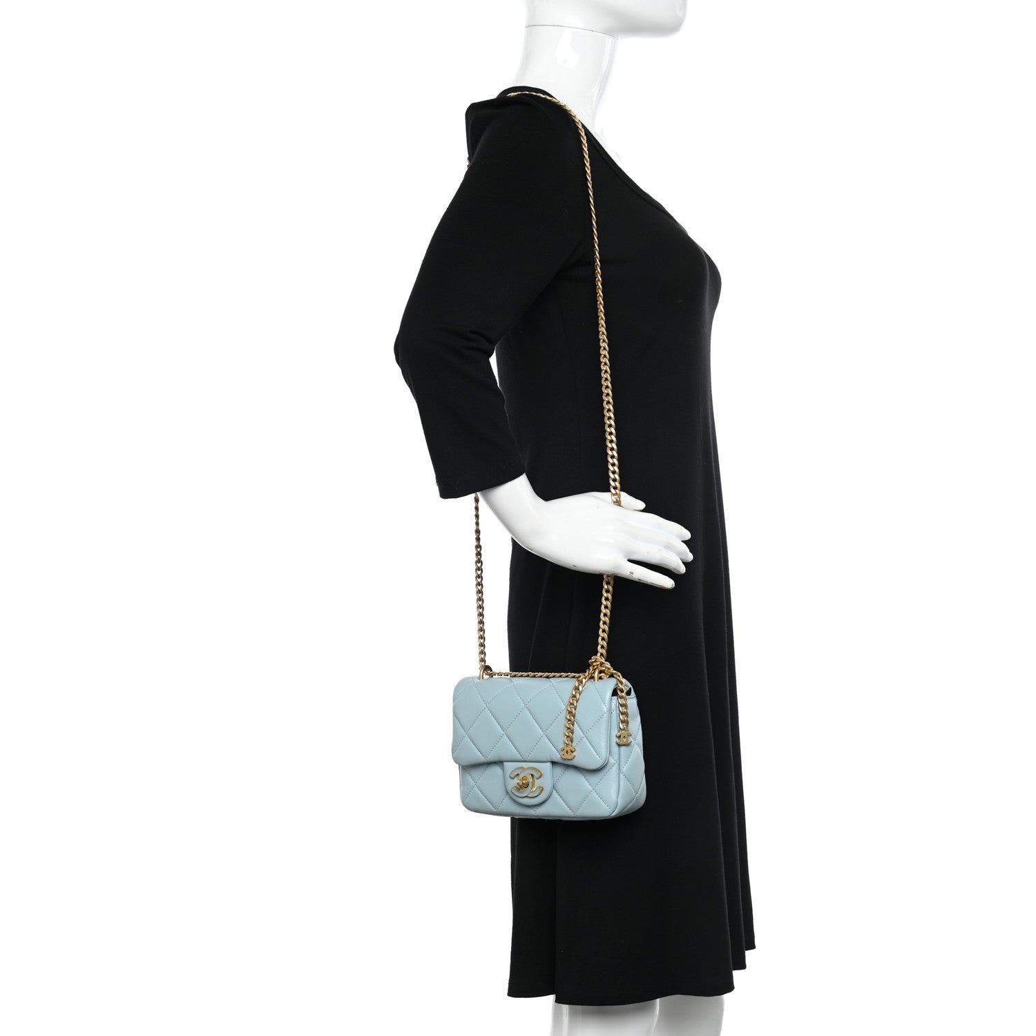 Chanel Lambskin Enamel Quilted Mini Pending CC Square Flap Light Blue 2 of 10