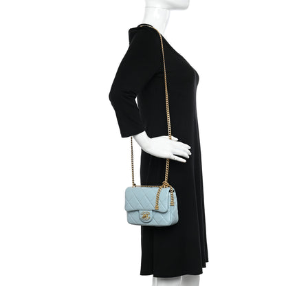 Chanel Lambskin Enamel Quilted Mini Pending CC Square Flap Light Blue 2 of 10