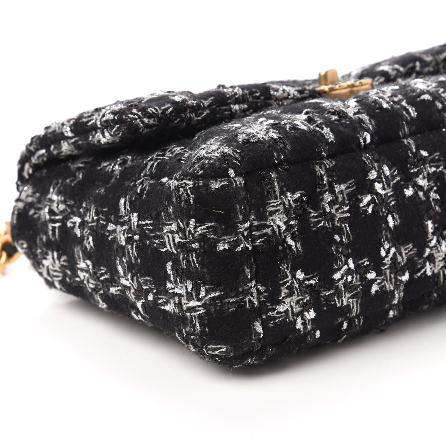 Chanel Tweed Quilted Large Chanel 19 Flap Black Silver Ecru 6 of 10