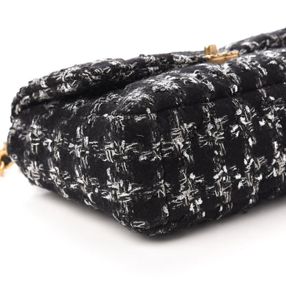 Chanel Tweed Quilted Large Chanel 19 Flap Black Silver Ecru 6 of 10