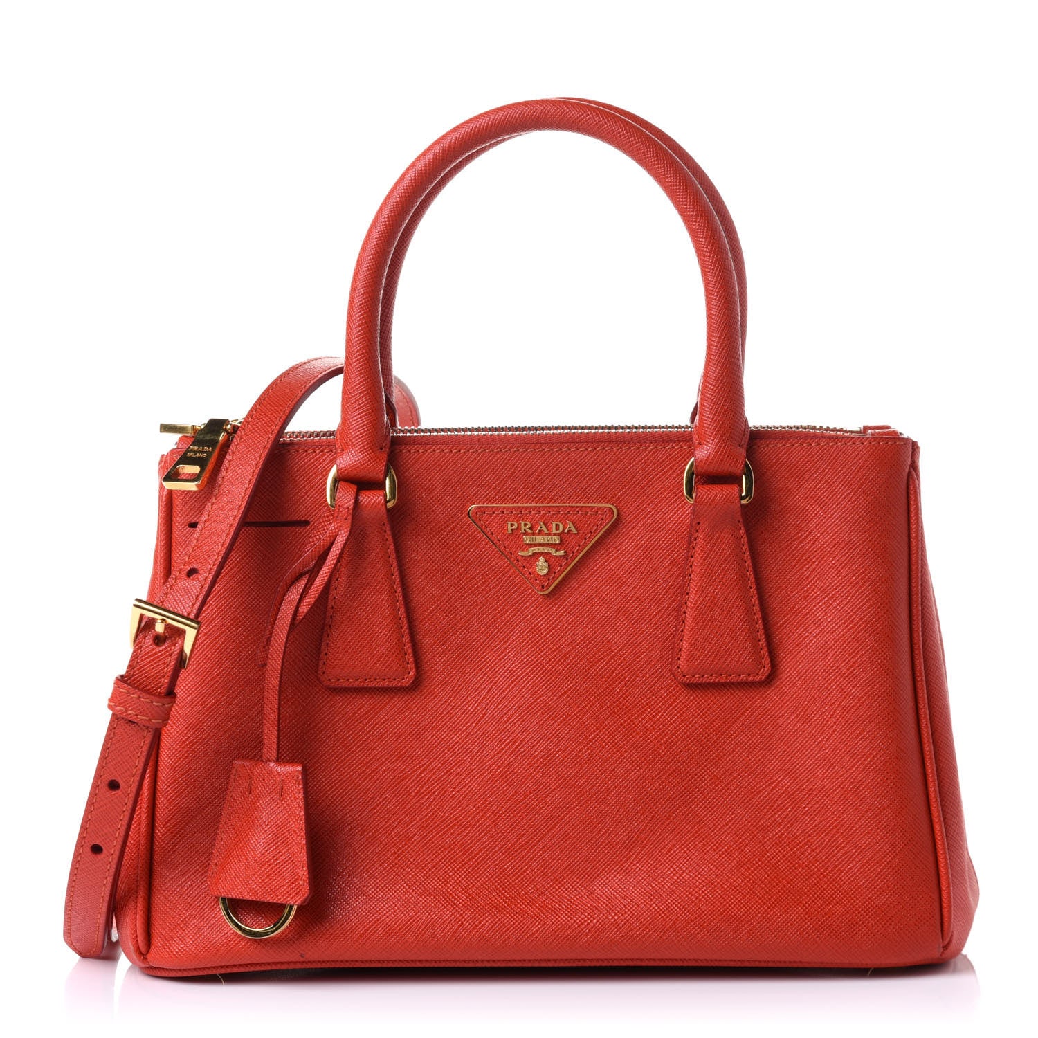Prada Saffiano Small Galleria Double Zip Tote Fuoco 1 of 10