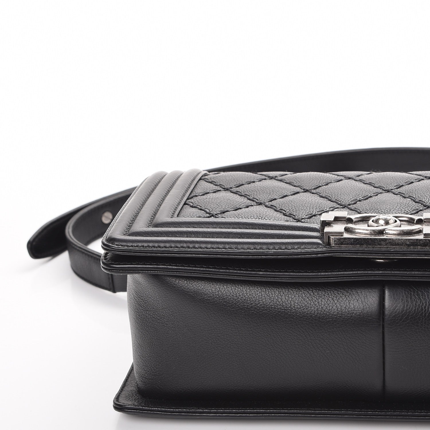 Chanel Calfskin Double Stitch Medium Boy Flap Black 9 of 10