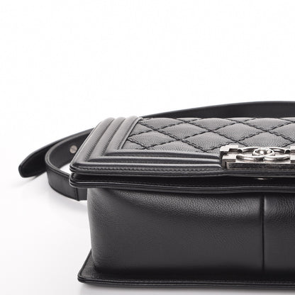 Chanel Calfskin Double Stitch Medium Boy Flap Black 9 of 10