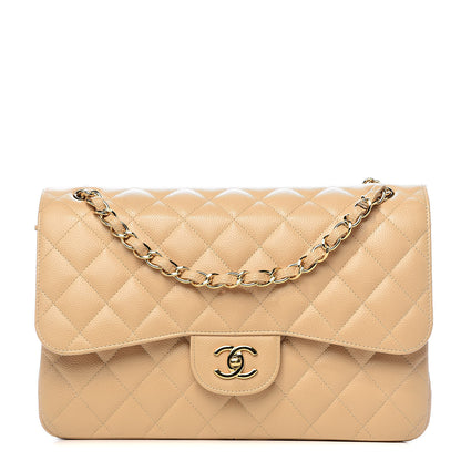 Chanel Caviar Quilted Jumbo Double Flap Beige Clair 1 of 10