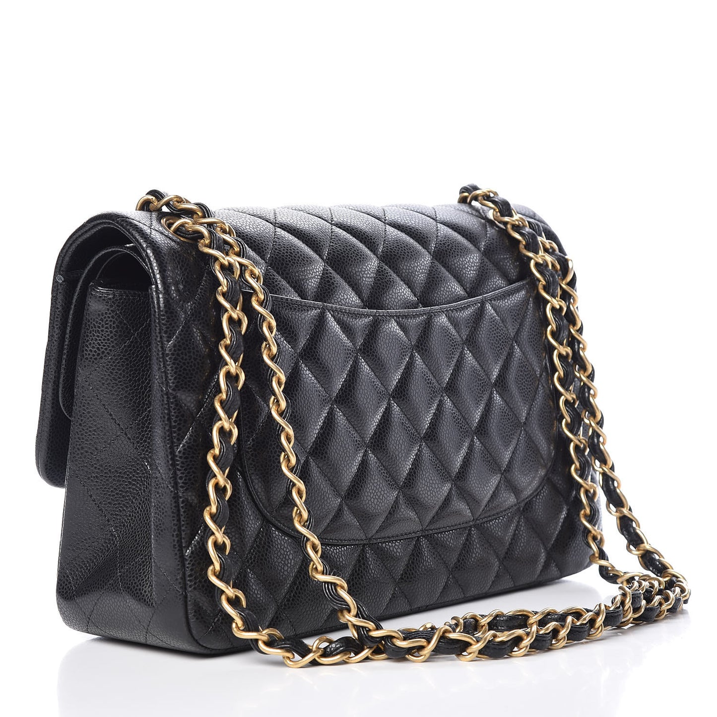 Caviar Quilted Jumbo Double Flap Black