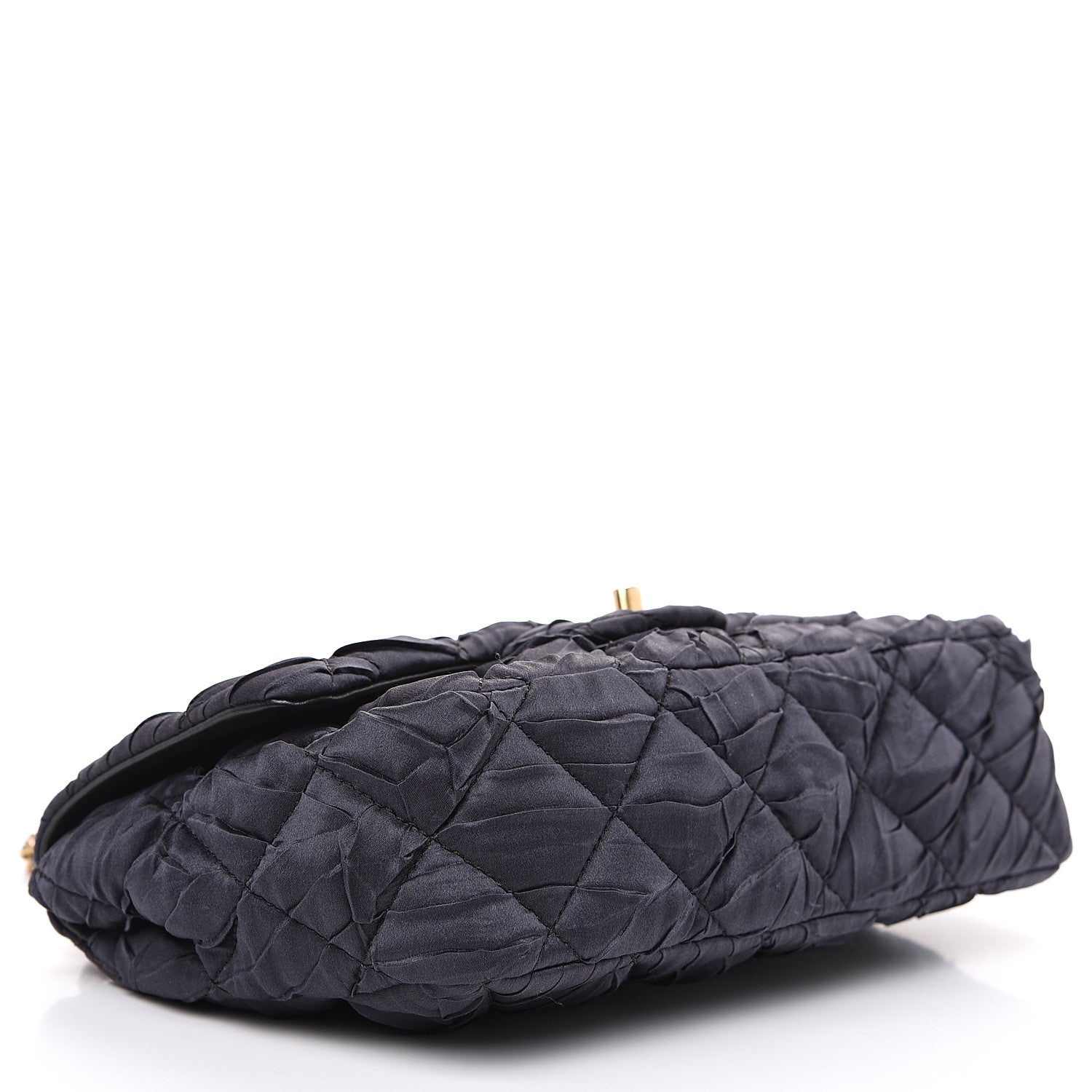 Chanel Satin Quilted Pleated Medium Single Flap Navy 3 of 11
