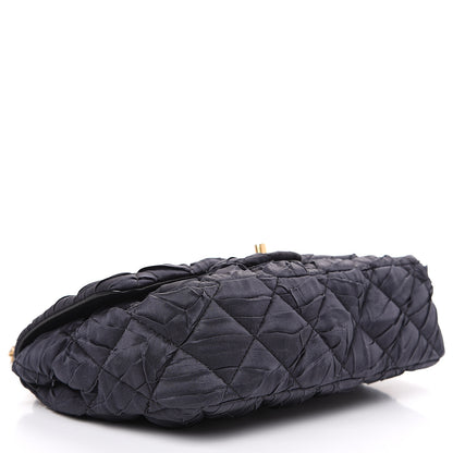 Chanel Satin Quilted Pleated Medium Single Flap Navy 3 of 11
