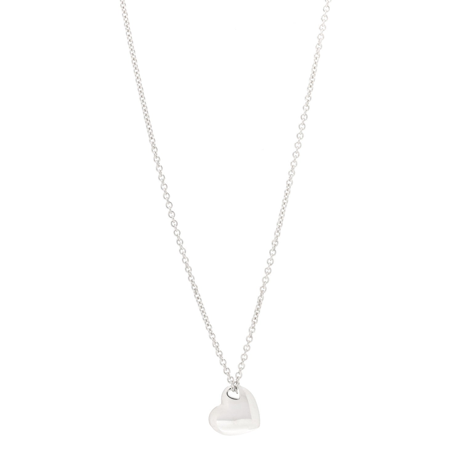 Tiffany Sterling Silver Puffed Heart Pendant Necklace 1 of 6
