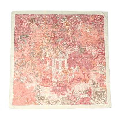 Hermes Cashmere Silk Faubourg Tropical Shawl 140 White Rouge Corail 1 of 5