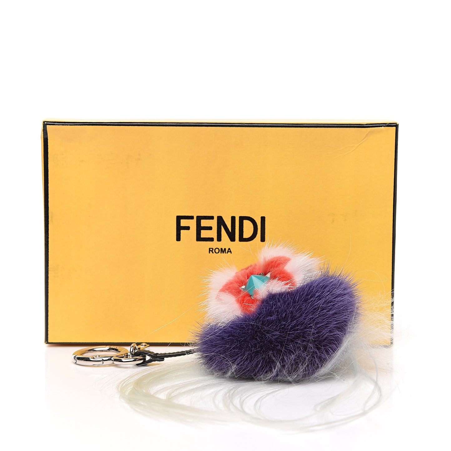 Fox Fur Monster Flowery Mini Bag Bug Charm Viola Acqua Multicolor
