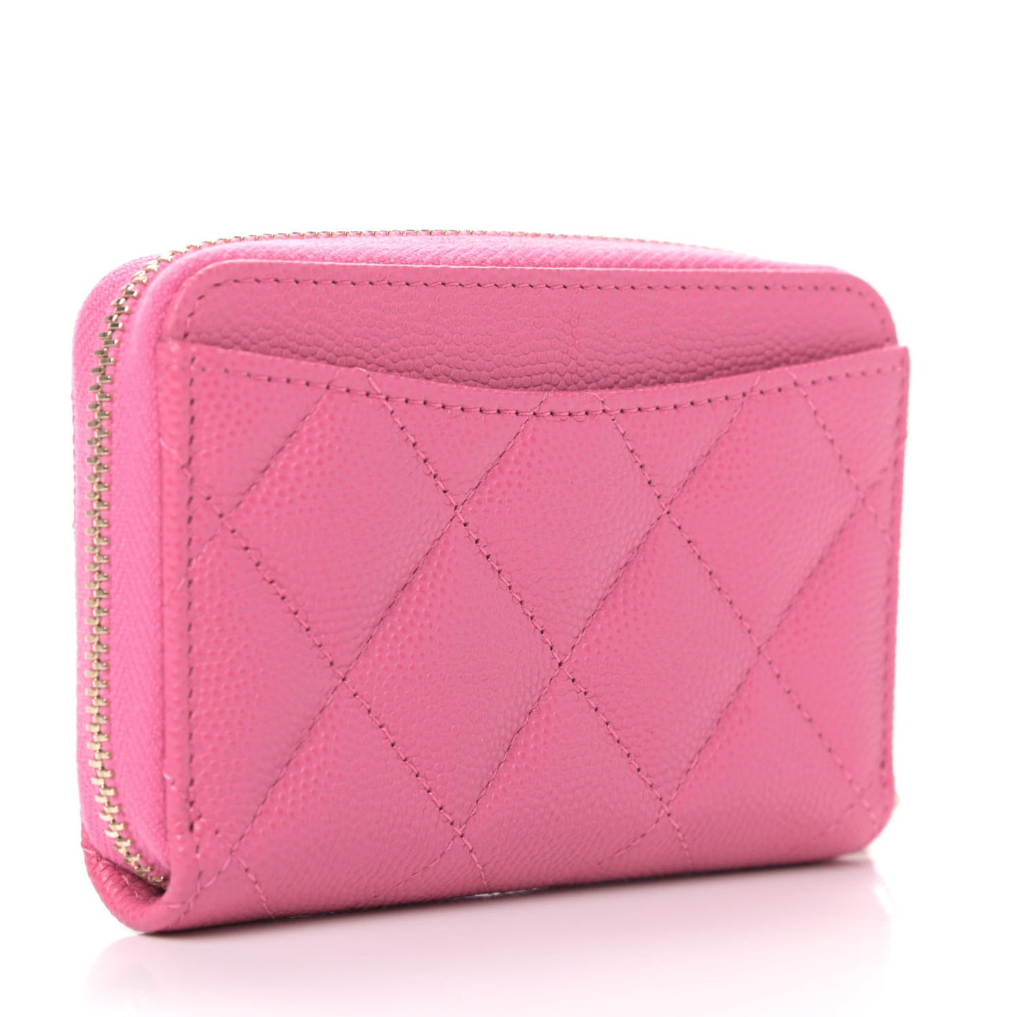 Caviar Quilted Zip Coin Purse Pink