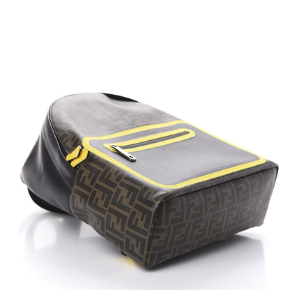 Fendi Glazed Fabric Calfskin FF 1974 Mania Pouch Pocket Backpack Mogano Panna Black Yellow 3 of 8
