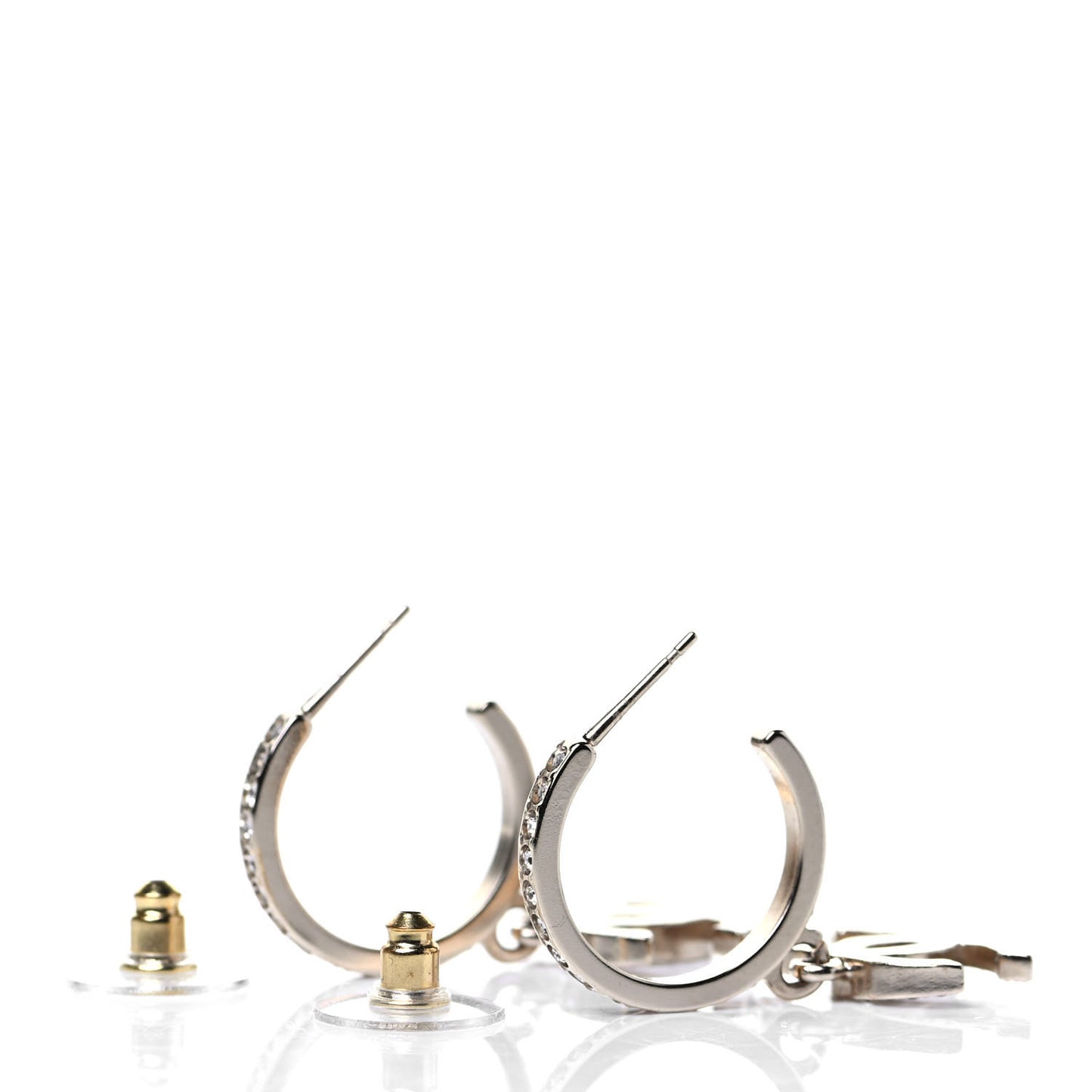Crystal Lock Symbols CC Hoop Drop Earrings Gold