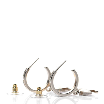 Chanel Crystal Lock Symbols CC Hoop Drop Earrings Gold 3 of 4