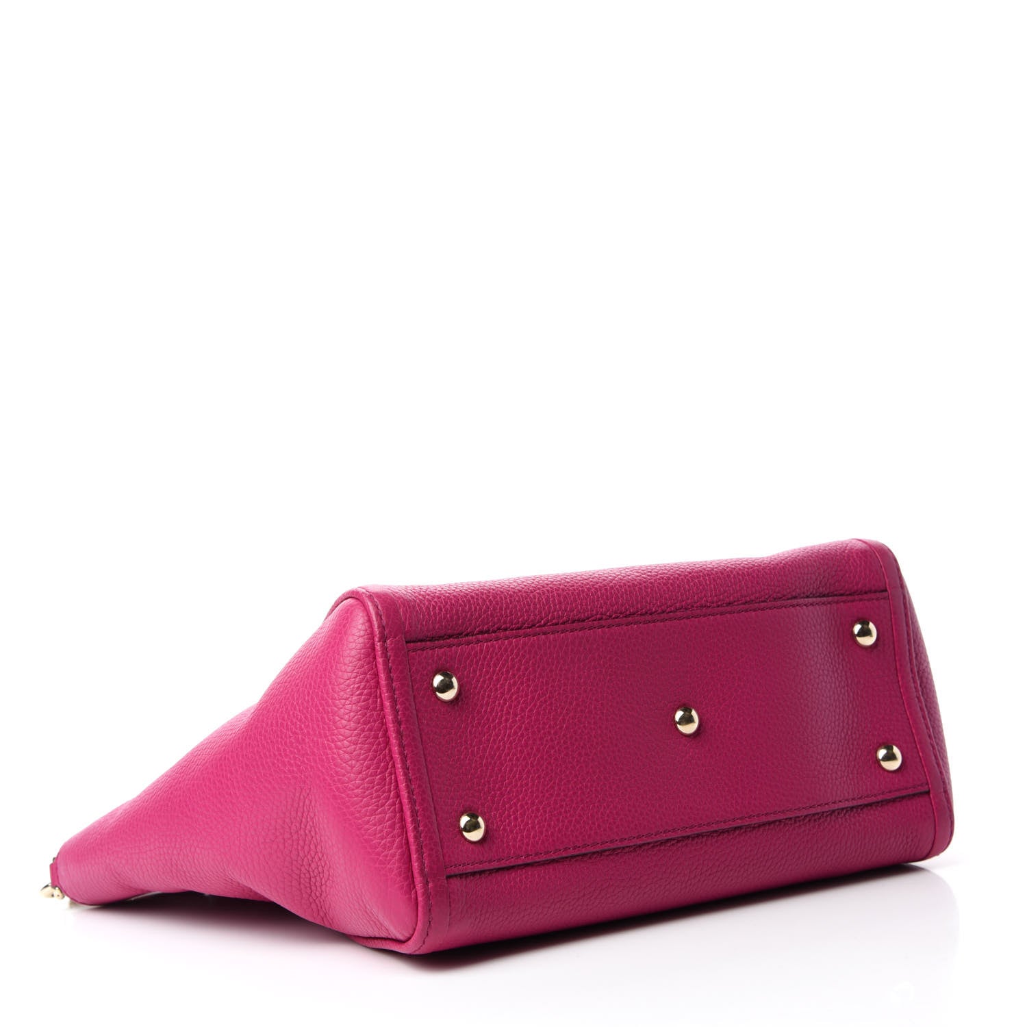 Gucci Pebbled Calfskin Small Soho Top Handle Bag Bright Bougainvillea 4 of 12