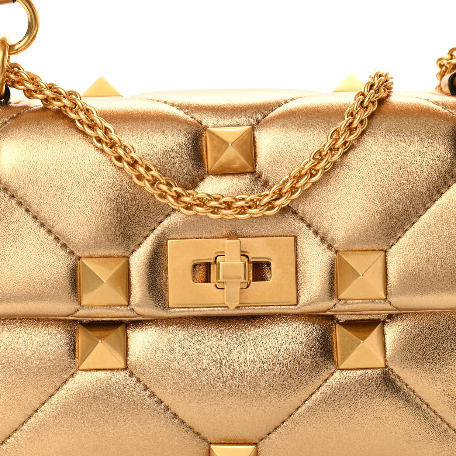 Valentino Garavani Nappa Medium Roman Stud Shoulder Bag Antique Brass 7 of 10