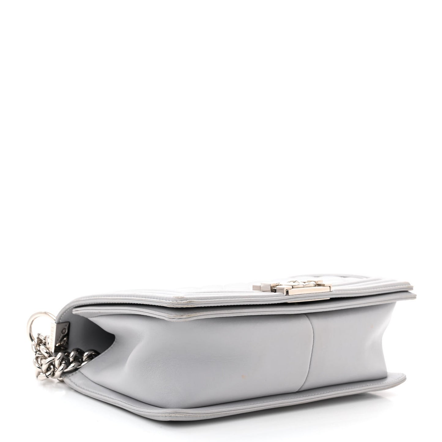 Lambskin Quilted Medium Boy Flap Grey