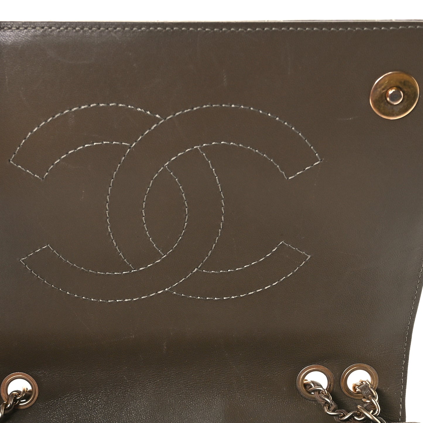 Lambskin Quilted Small Diamond CC Flap Khaki