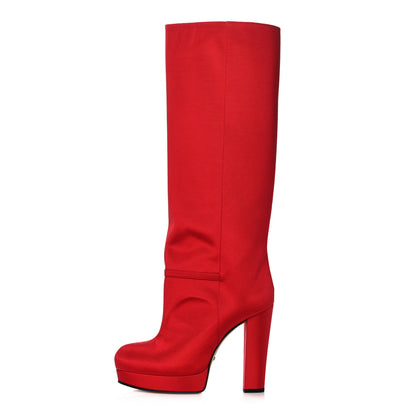 Gucci Twill Larius Knee High Boots 37 Heron Red 1 of 9